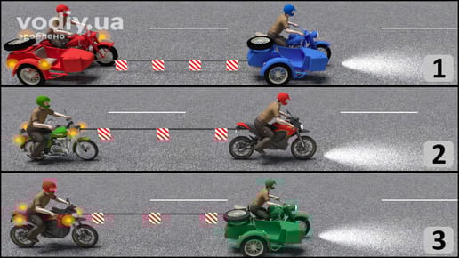 Буксирування мотоциклів з боковим причепом та без нього на гнучкому зчепленні, правила буксирування мототранспорту