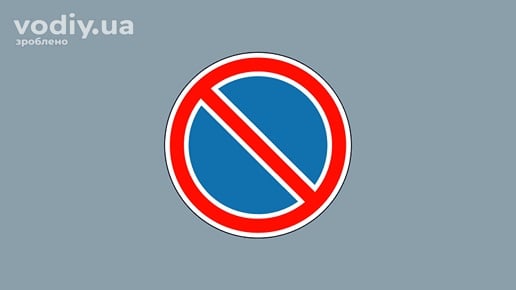 Дорожній знак 3.35 «Стоянку заборонено» на сірому фоні.