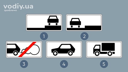 Таблички до дорожніх знаків: 7.6.3, 7.6.1, 7.7 «Стоянка з непрацюючим двигуном», 7.5.3 «Легкові автомобілі», 7.5.1 «Вантажні автомобілі».