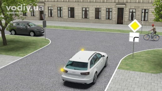 Черговість проїзду нерівнозначного перехрестя, дорожні знаки 2.3 «Головна дорога», 7.8 «Напрямок головної дороги» та велосипедист