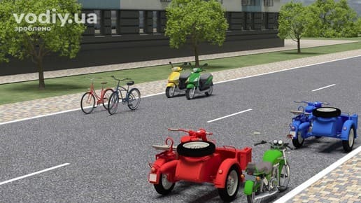 Постановка мотоциклів та велосипедів на стоянку у два ряди біля краю проїзної частини