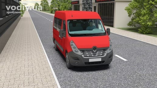 Червоний мікроавтобус на дорозі, категорія D1 для перевезення пасажирів