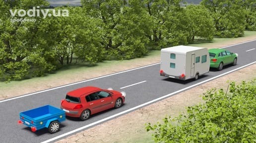 Легкові автомобілі з причепами на дорозі, категорія водійського посвідчення BE