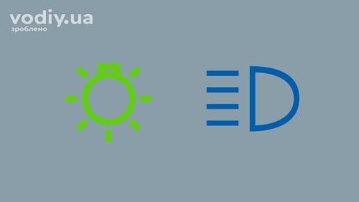 Індикатори увімкнення зовнішніх світлових приладів на панелі приладів автомобіля