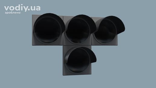 Т-подібний світлофор із чотирма сигналами біло-місячного кольору для регулювання руху трамваїв та маршрутних транспортних засобів.